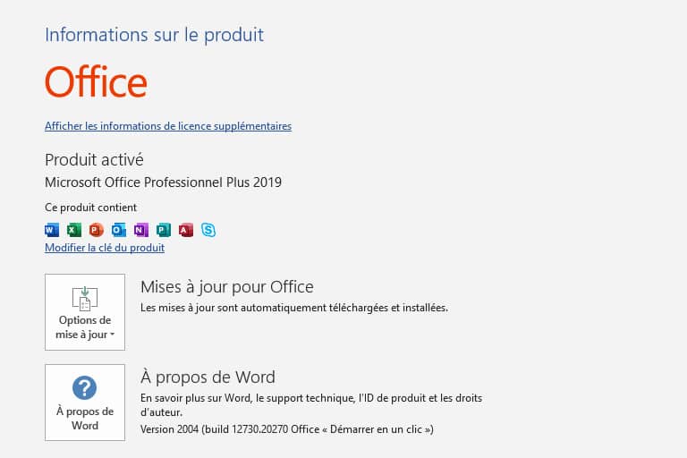 Activer Office 2019