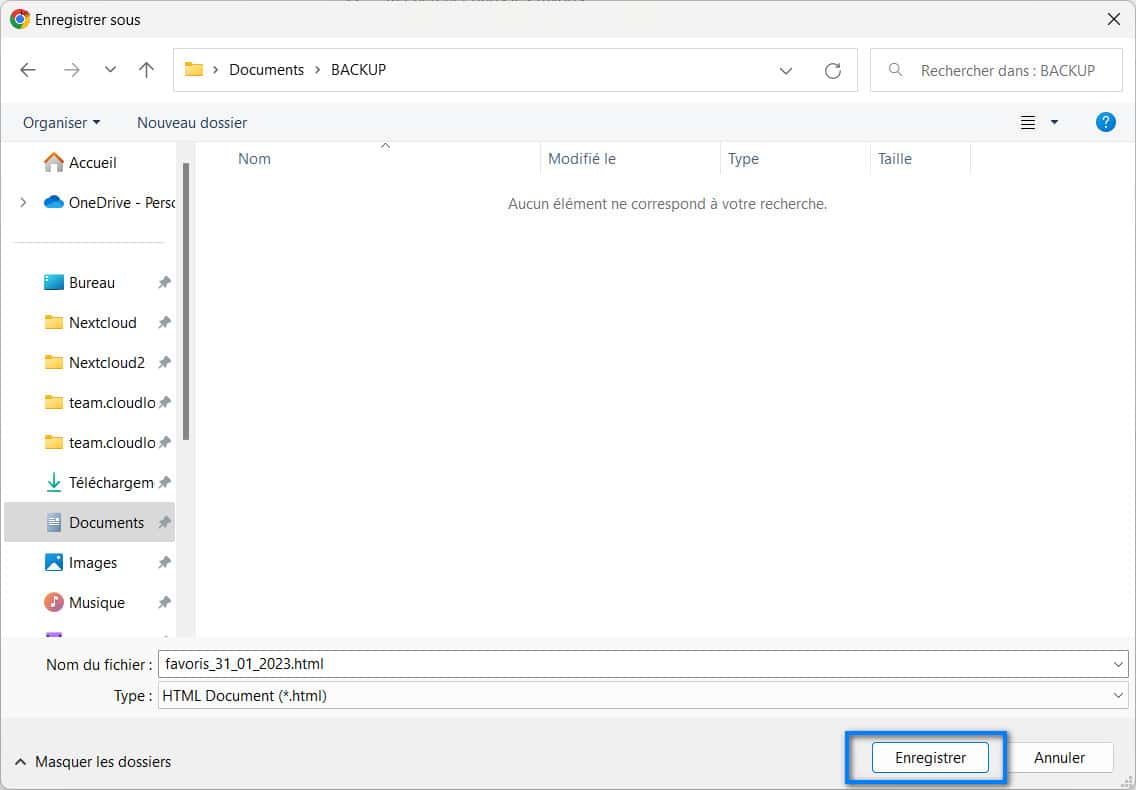 enregistrer favoris Google Chrome