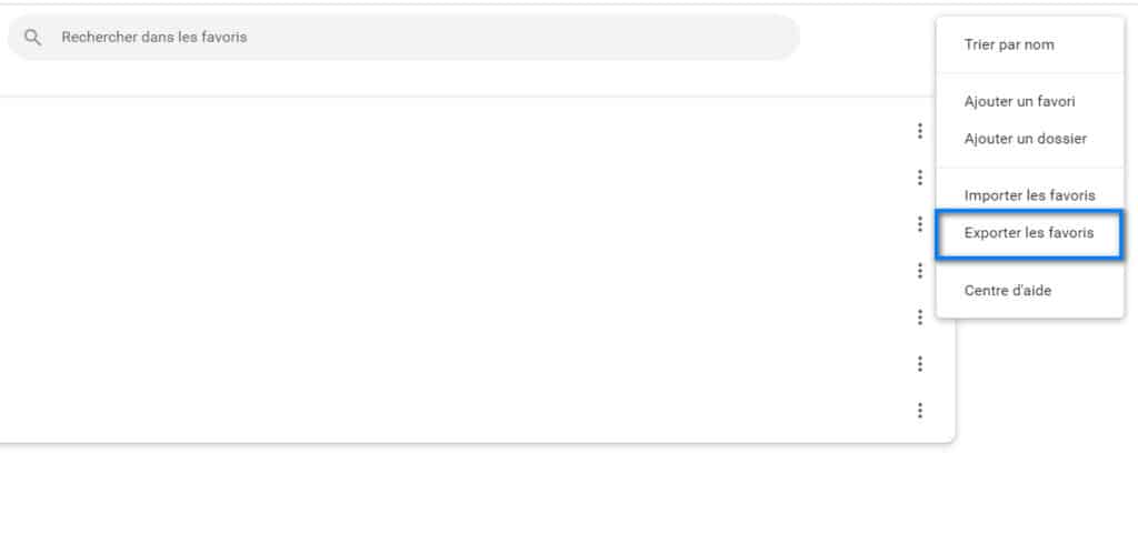 exporter les favoris Chrome