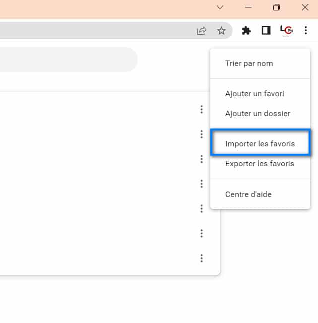 importer les favoris Google Chrome