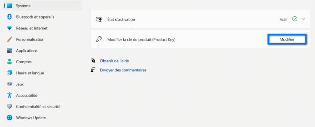 Comment modifier la clé de produit Windows 10