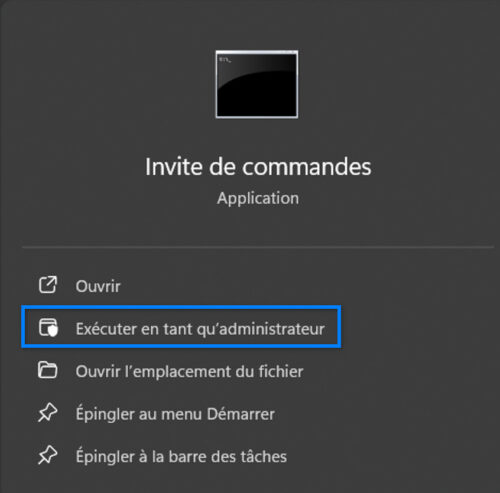 Ouvrir CMD en administrateur sous Windows 11
